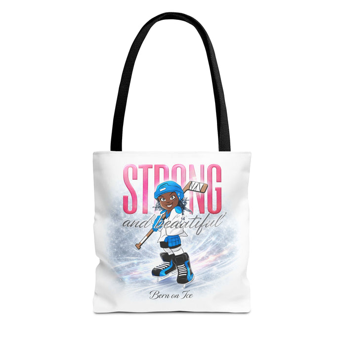 Strong and Beautiful Hockey Girl Tote Bag — Born on Ice All-Over Print