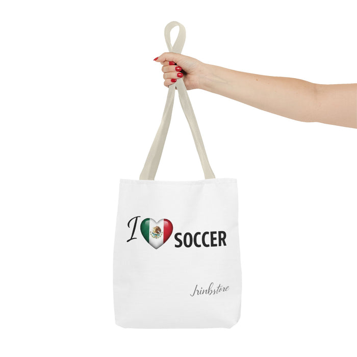 I  Soccer Tote Bag — Mexican Flag Heart Soccer Fans Gift