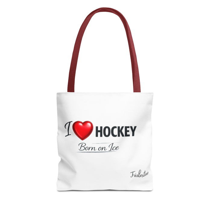 I  Hockey Tote Bag — "Born on Ice" Hockey Lover Canvas Tote