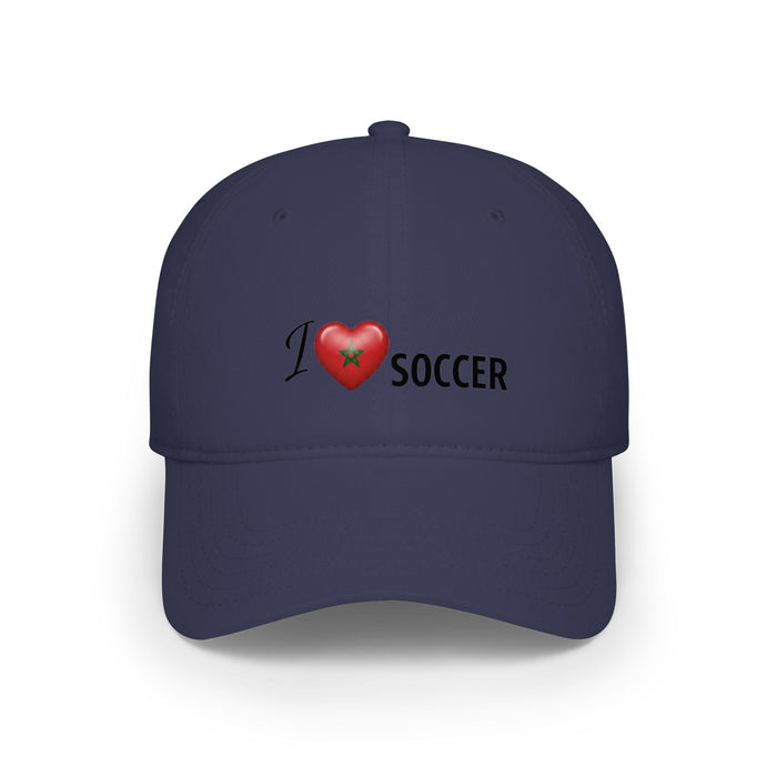 Morocco Flag Heart 'I Love Soccer' Baseball Cap