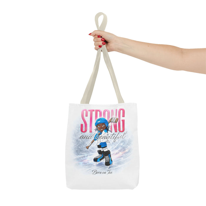 Strong and Beautiful Hockey Girl Tote Bag – Born on Ice Inspirational Sports Tote