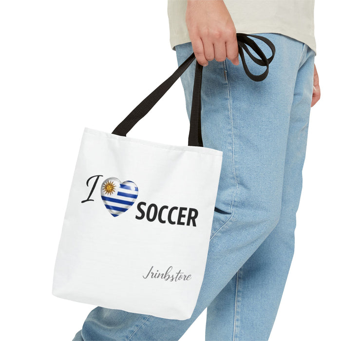 I Love Soccer Uruguay Flag Tote Bag — Soccer Fan Gift, Uruguay Football Supporter Tote