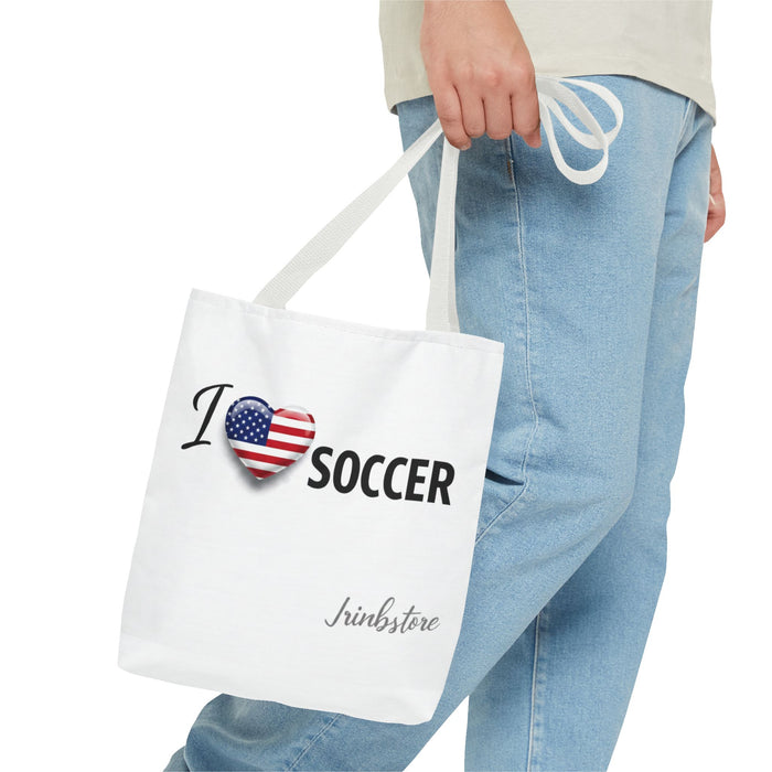 I Heart Soccer Tote Bag — USA Flag Heart Soccer Tote
