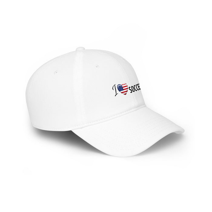 I  Soccer Baseball Cap — American Flag Heart Soccer Fan Hat