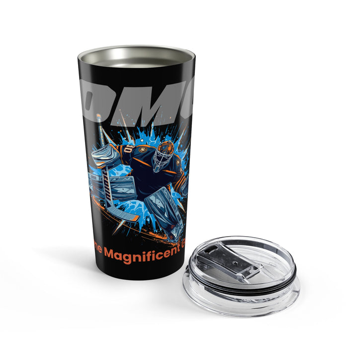 20oz Insulated Travel Tumbler — Retro Blue Racing Car Design