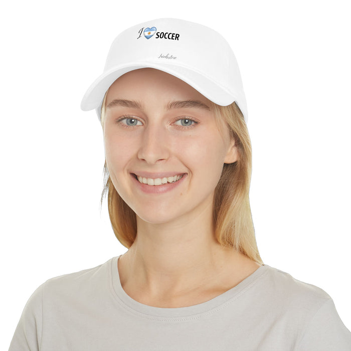 I Heart Soccer Low Profile Baseball Cap – Argentina Flag Heart 