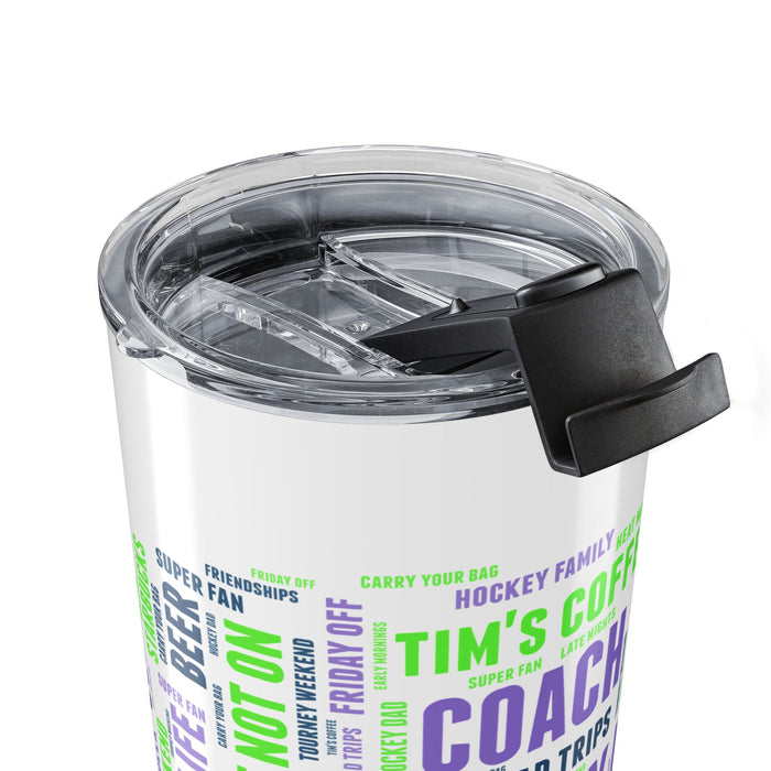 Hockey Dad Word Cloud 20oz Tumbler – Coach, Early Mornings & Road Trips Travel Cup