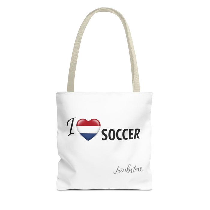 I Love Soccer Tote Bag — Heart Flag Design Soccer Fan Shopper