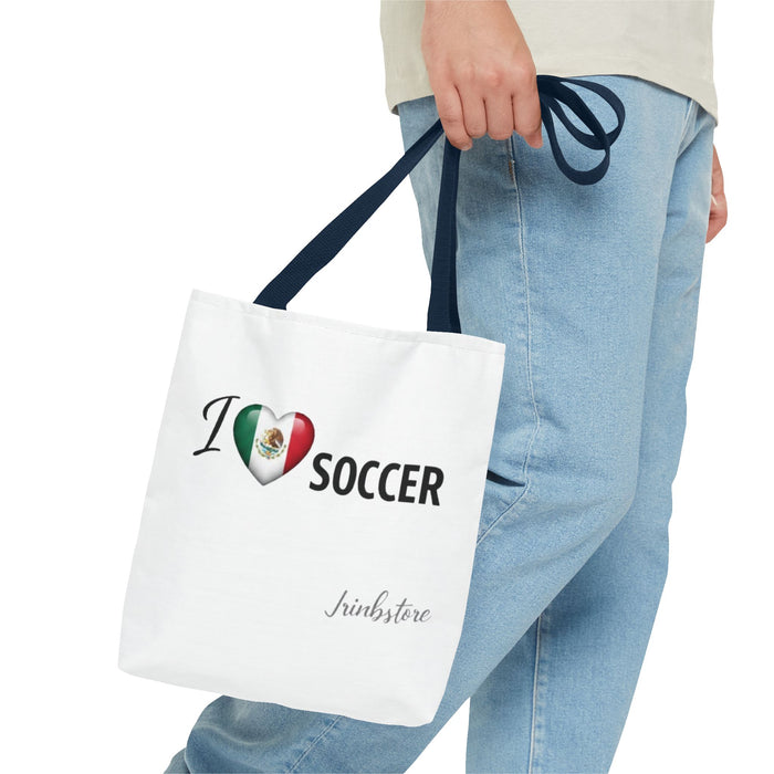 I  Soccer Tote Bag — Mexican Flag Heart Soccer Fans Gift