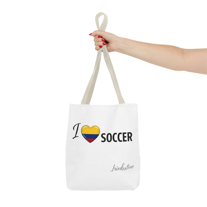I Love Soccer Tote Bag — Colombia Flag Heart Soccer Fan Tote