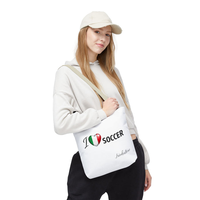I heart Soccer Tote Bag — Italian Flag Heart Soccer Lover Gift