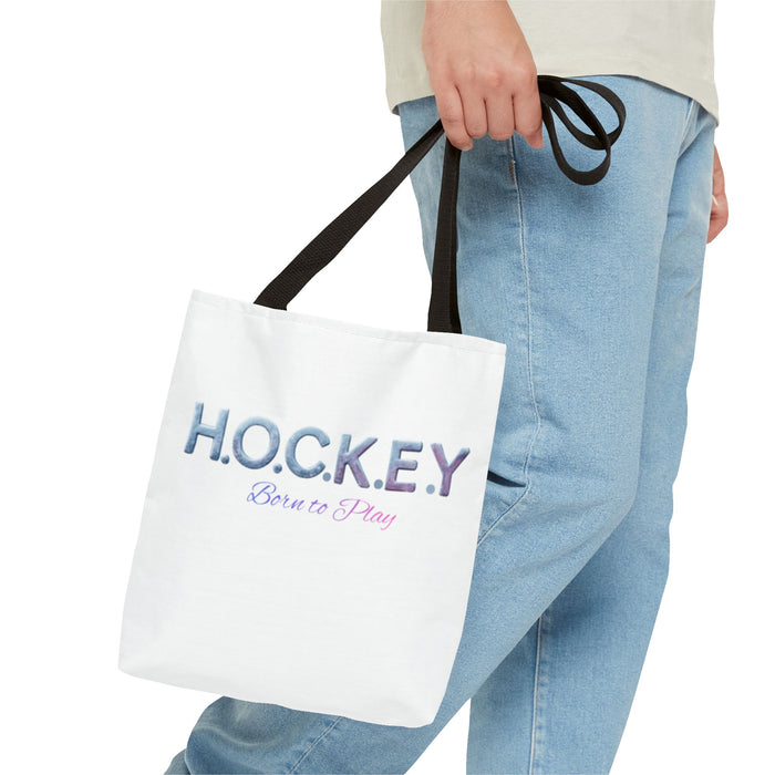 Hockey Tote Bag — "H.O.C.K.E.Y. Born to Play" Ice Sport Tote