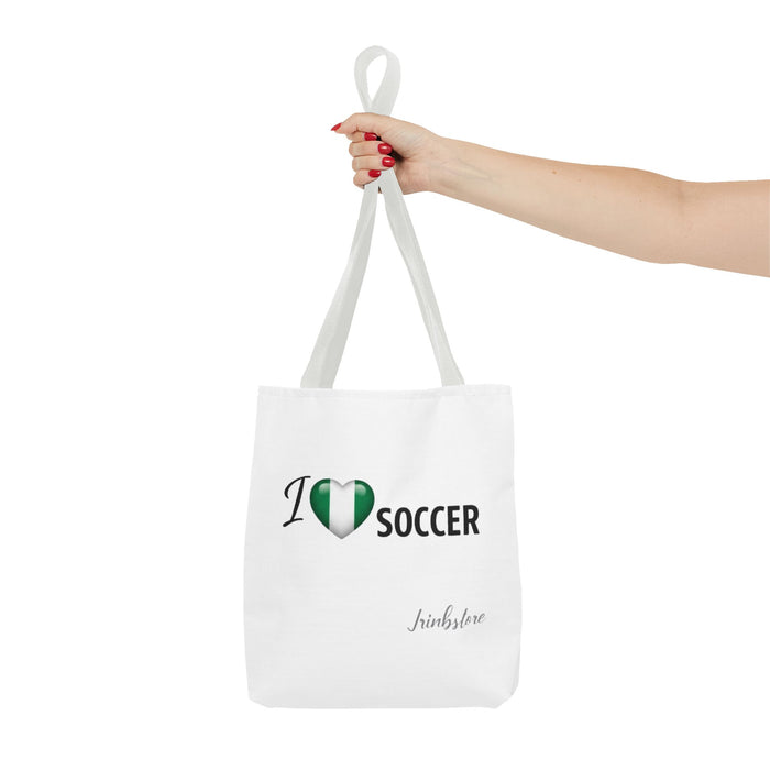 I Heart Soccer Tote Bag — Nigeria Flag Heart Soccer Fan Tote
