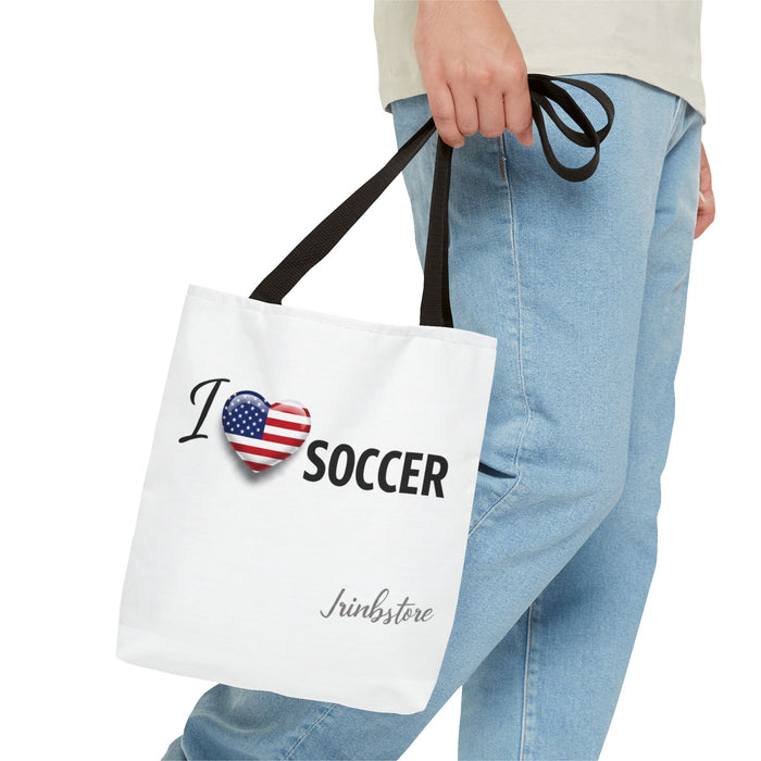 I Heart Soccer Tote Bag — USA Flag Heart Soccer Tote