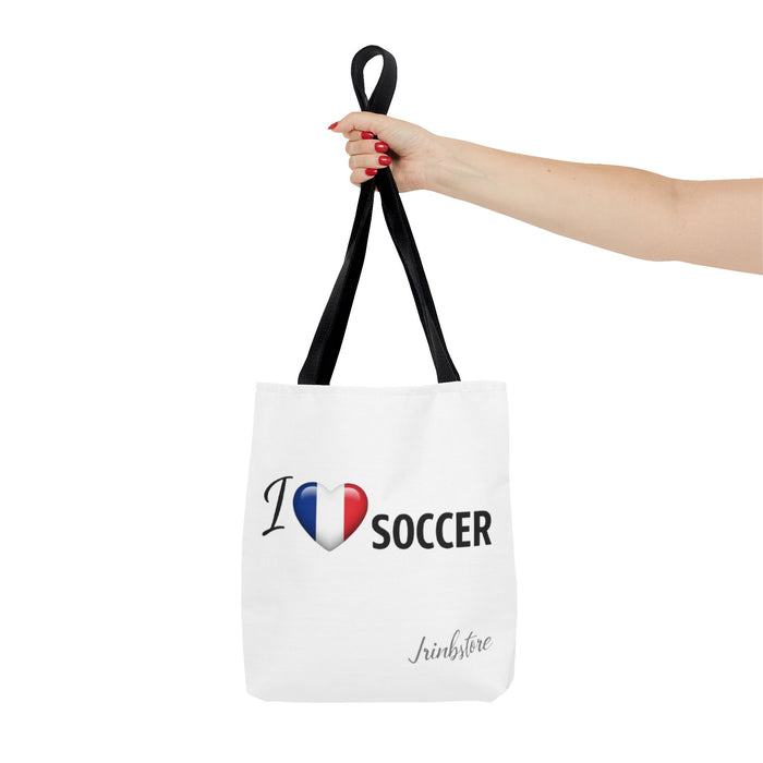 Soccer Tote Bag - "I  Soccer" with French Flag Heart, Casual Sports Fan Gift