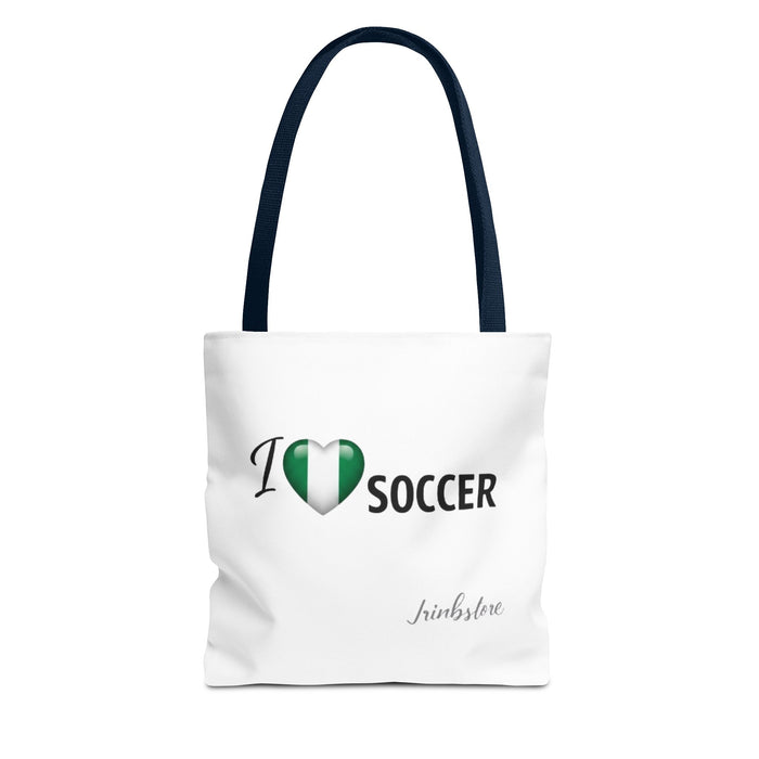 I Heart Soccer Tote Bag — Nigeria Flag Heart Soccer Fan Tote
