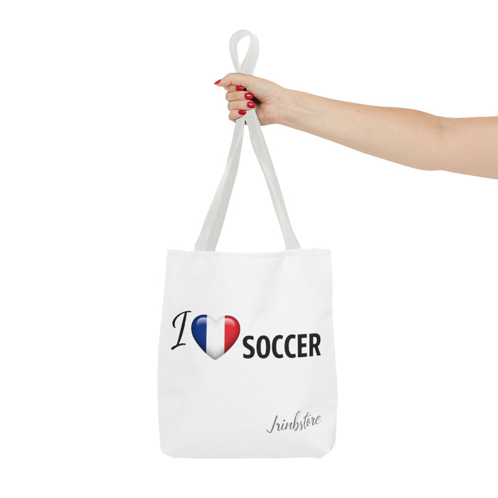 Soccer Tote Bag - "I  Soccer" with French Flag Heart, Casual Sports Fan Gift