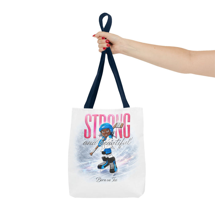 Strong and Beautiful Hockey Girl Tote Bag – Born on Ice Inspirational Sports Tote