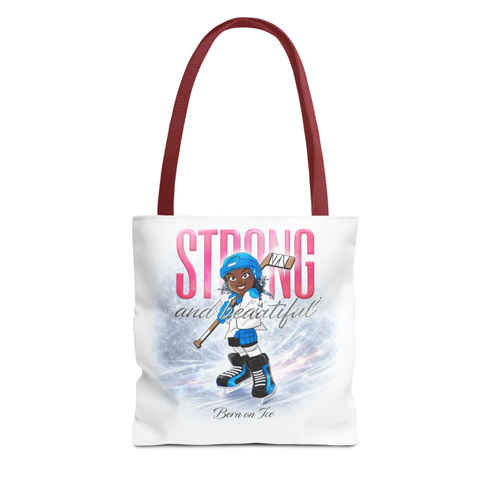 Strong and Beautiful Hockey Girl Tote Bag – Born on Ice Inspirational Sports Tote