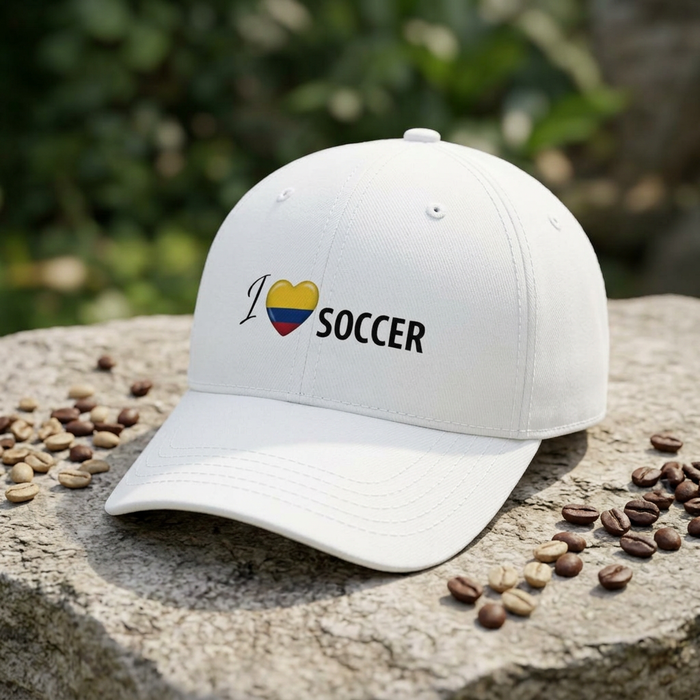 Colombian Flag Heart 'I Love Soccer' Baseball Cap