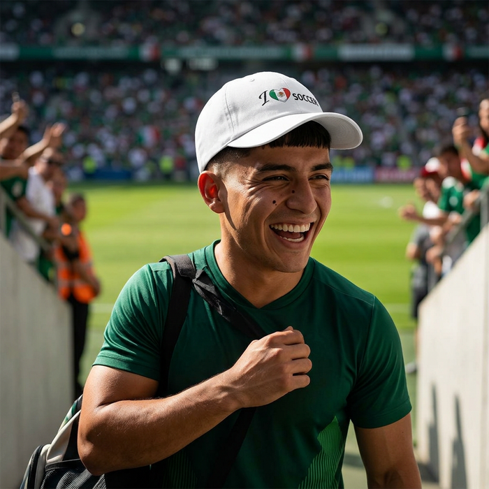 Mexican Flag Heart 'I Love Soccer' Baseball Cap