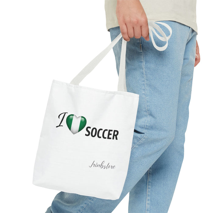 I Heart Soccer Tote Bag — Nigeria Flag Heart Soccer Fan Tote