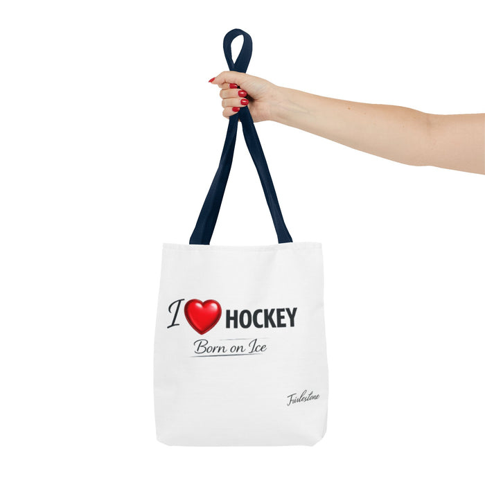 I  Hockey Tote Bag — "Born on Ice" Hockey Lover Canvas Tote