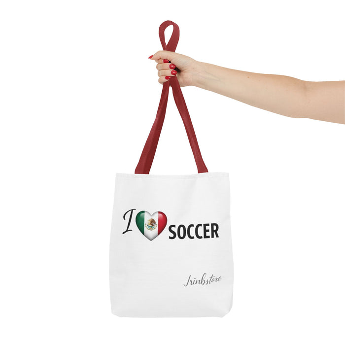 I  Soccer Tote Bag — Mexican Flag Heart Soccer Fans Gift