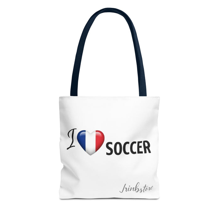 Soccer Tote Bag - "I  Soccer" with French Flag Heart, Casual Sports Fan Gift