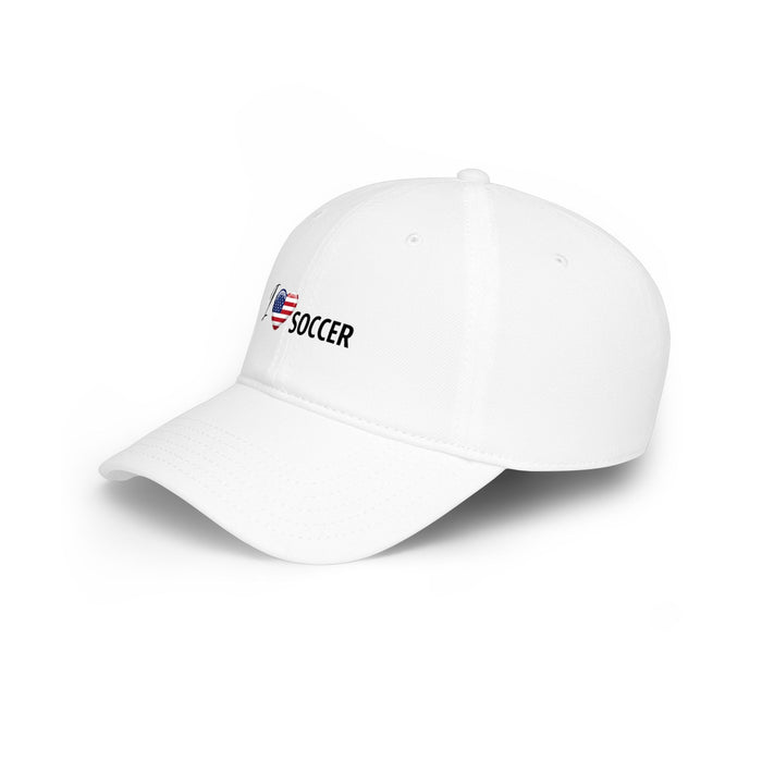 I  Soccer Baseball Cap — American Flag Heart Soccer Fan Hat