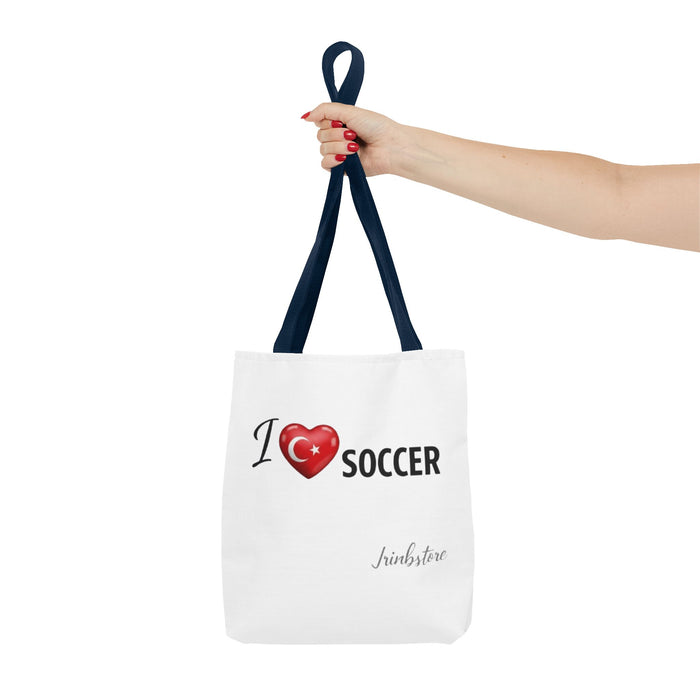 I  SOCCER Turkey Flag Tote Bag — Lightweight Game Day Canvas Tote