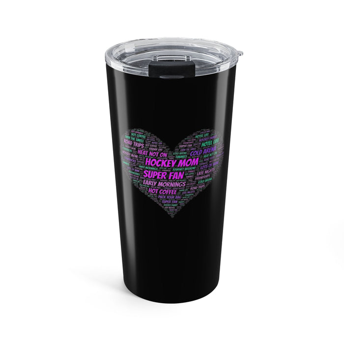 Hockey Mom 20oz Tumbler – Heart Word Cloud, Super Fan Travel Cup