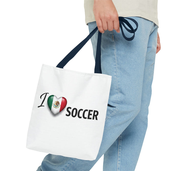 I  Soccer Tote Bag — Mexican Flag Heart Design
