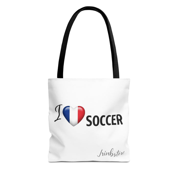 Soccer Tote Bag - "I  Soccer" with French Flag Heart, Casual Sports Fan Gift