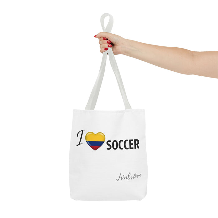 I Love Soccer Tote Bag — Colombia Flag Heart Soccer Fan Tote