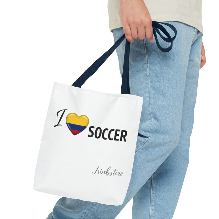 I Love Soccer Tote Bag — Colombia Flag Heart Soccer Fan Tote