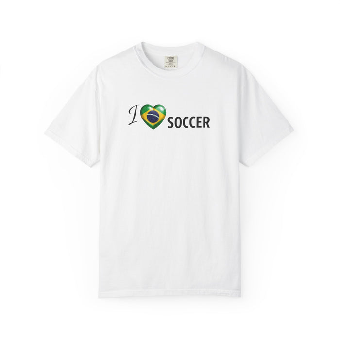 I Love Brazil Soccer T-Shirt — Brazilian Flag Heart Soccer Tee