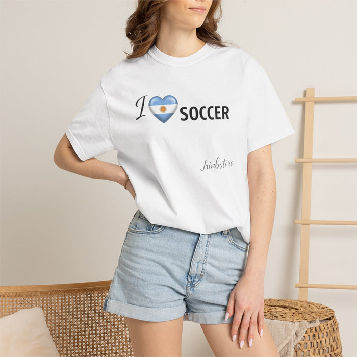 I Argentina Soccer T-Shirt — Argentina Flag Heart Football Tee