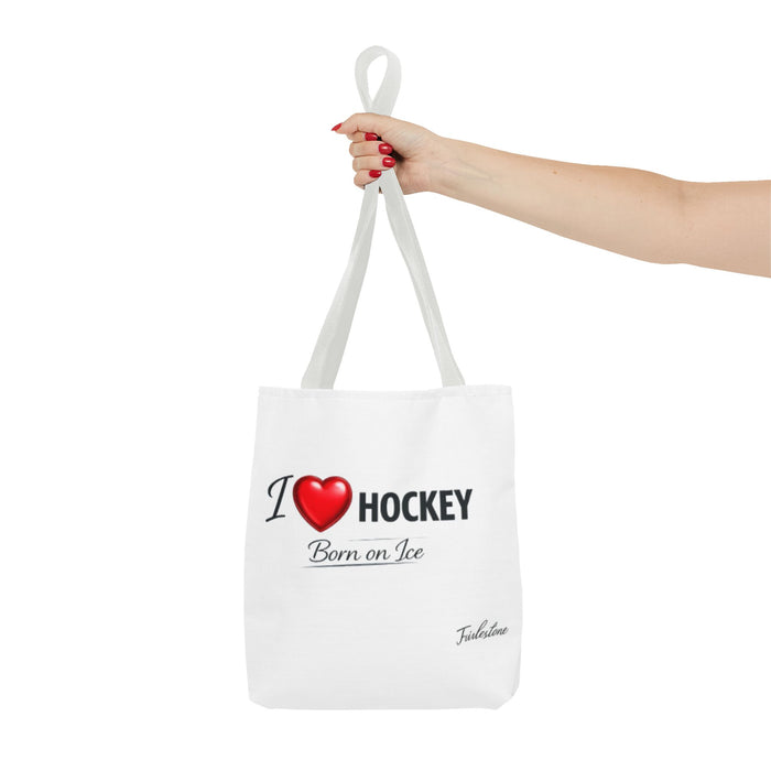 I  Hockey Tote Bag — "Born on Ice" Hockey Lover Canvas Tote