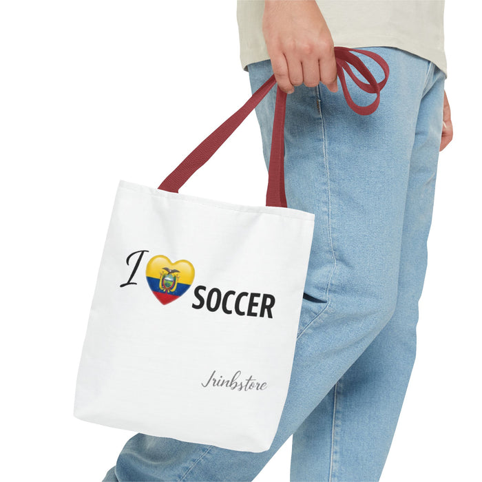 I heart Ecuador Soccer Tote Bag – Ecuadorian Flag Heart Soccer Fan Tote