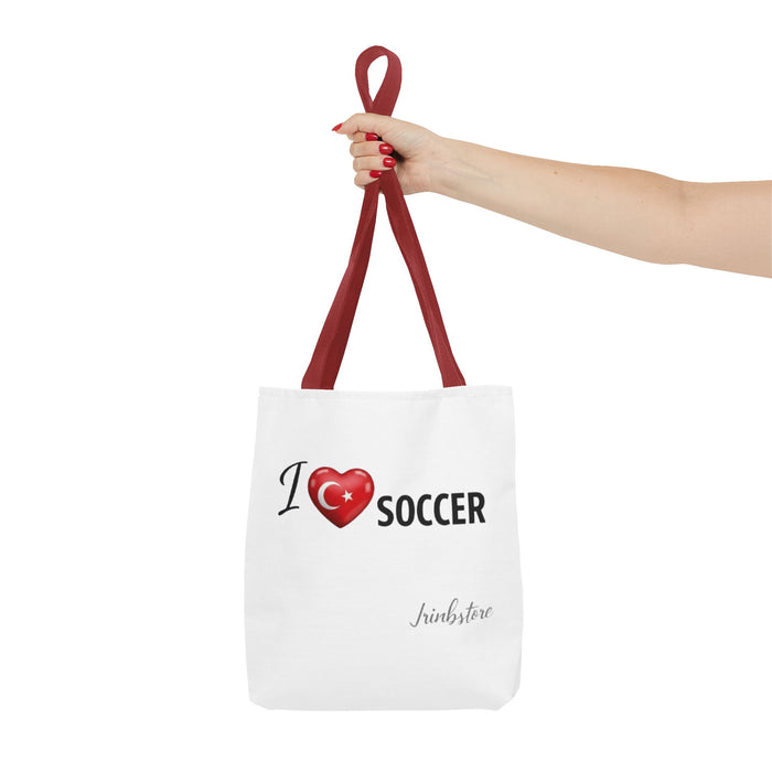 I  SOCCER Turkey Flag Tote Bag — Lightweight Game Day Canvas Tote