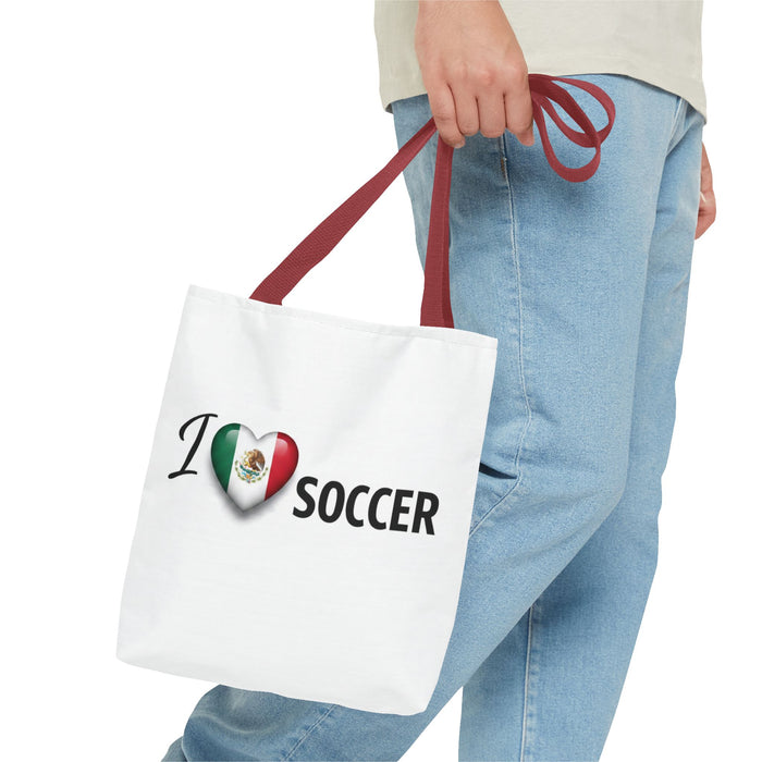 I  Soccer Tote Bag — Mexican Flag Heart Design