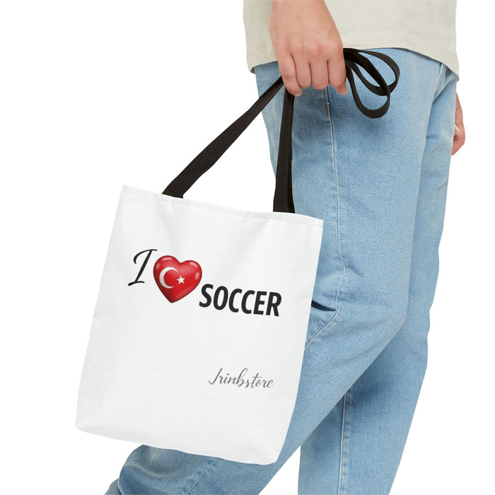 I  SOCCER Turkey Flag Tote Bag — Lightweight Game Day Canvas Tote