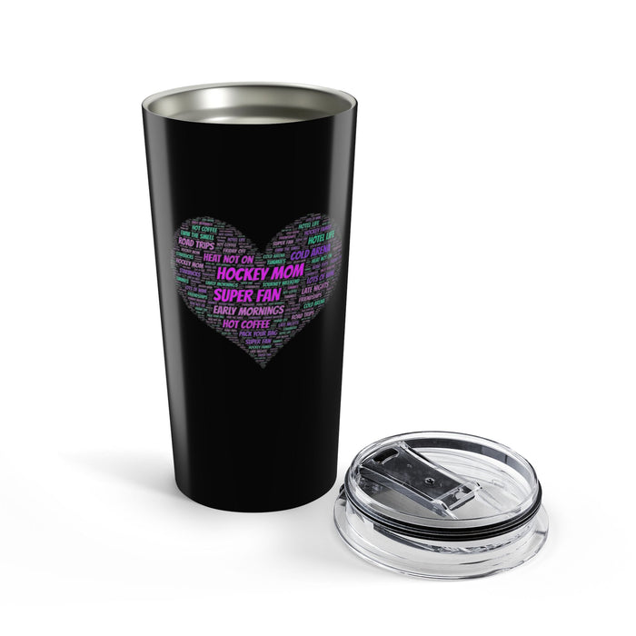 Hockey Mom 20oz Tumbler – Heart Word Cloud, Super Fan Travel Cup