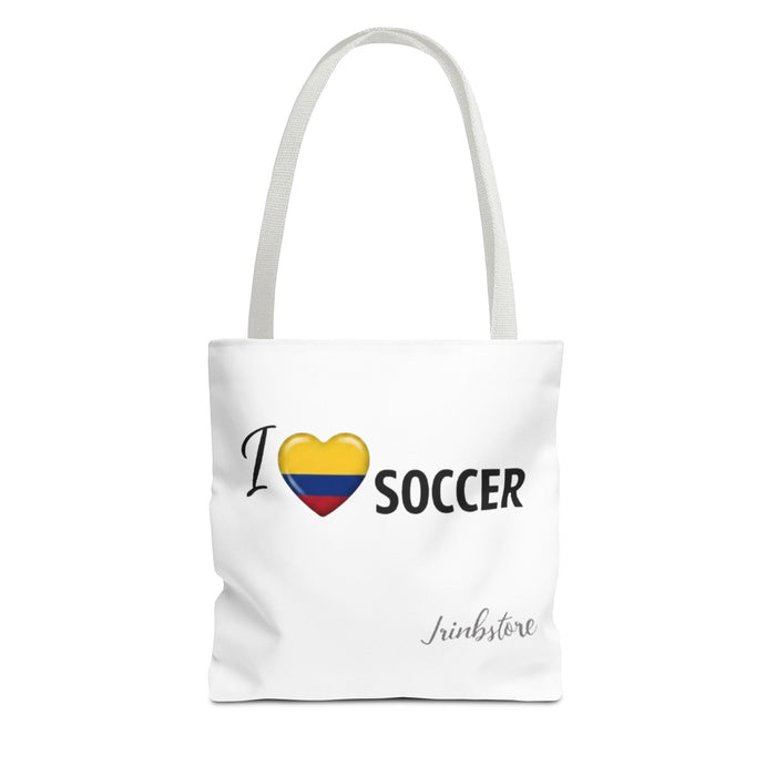 I Love Soccer Tote Bag — Colombia Flag Heart Soccer Fan Tote