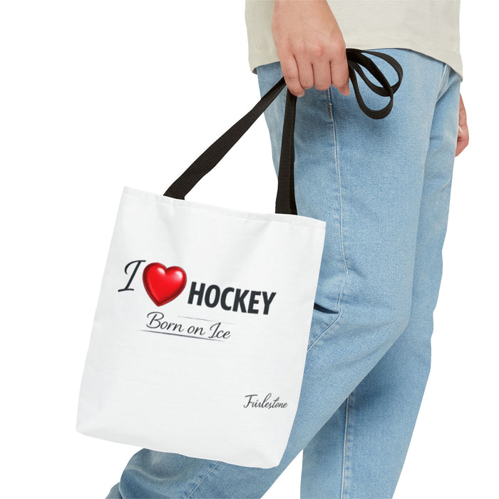 I  Hockey Tote Bag — "Born on Ice" Hockey Lover Canvas Tote