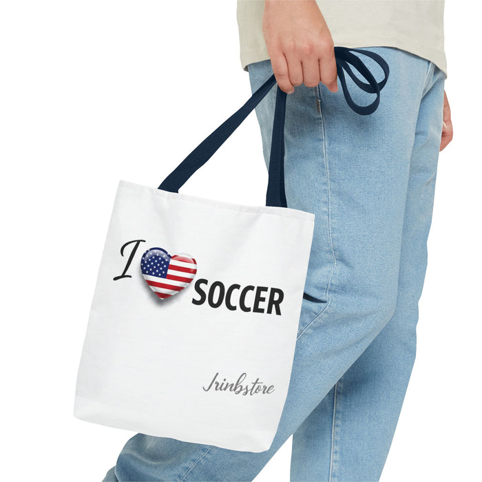 I Heart Soccer Tote Bag — USA Flag Heart Soccer Tote