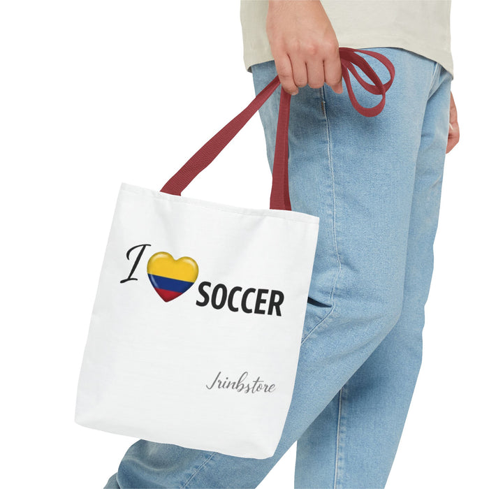 I Love Soccer Tote Bag — Colombia Flag Heart Soccer Fan Tote