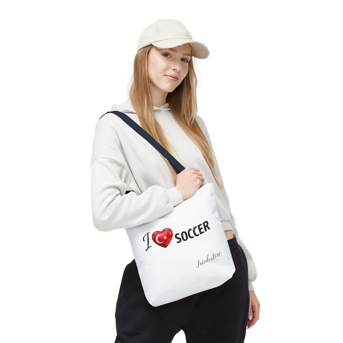I  SOCCER Turkey Flag Tote Bag — Lightweight Game Day Canvas Tote