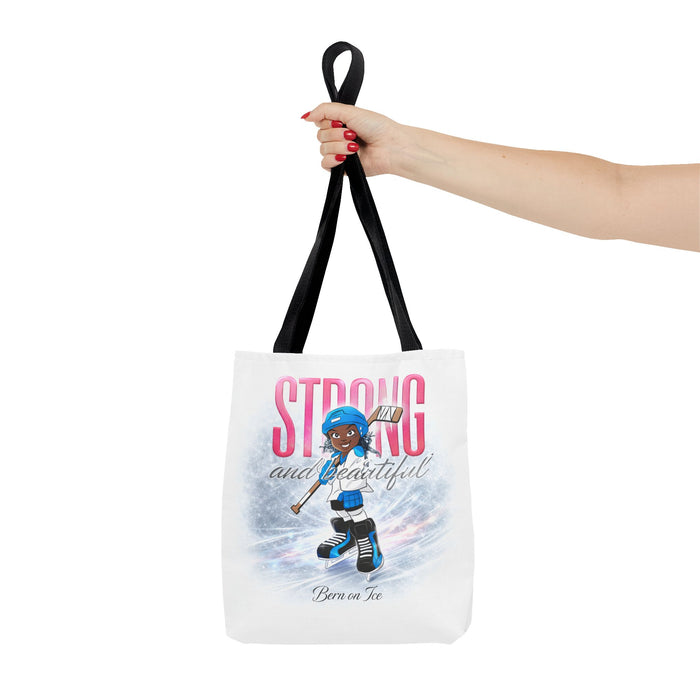 Strong and Beautiful Hockey Girl Tote Bag — Born on Ice All-Over Print
